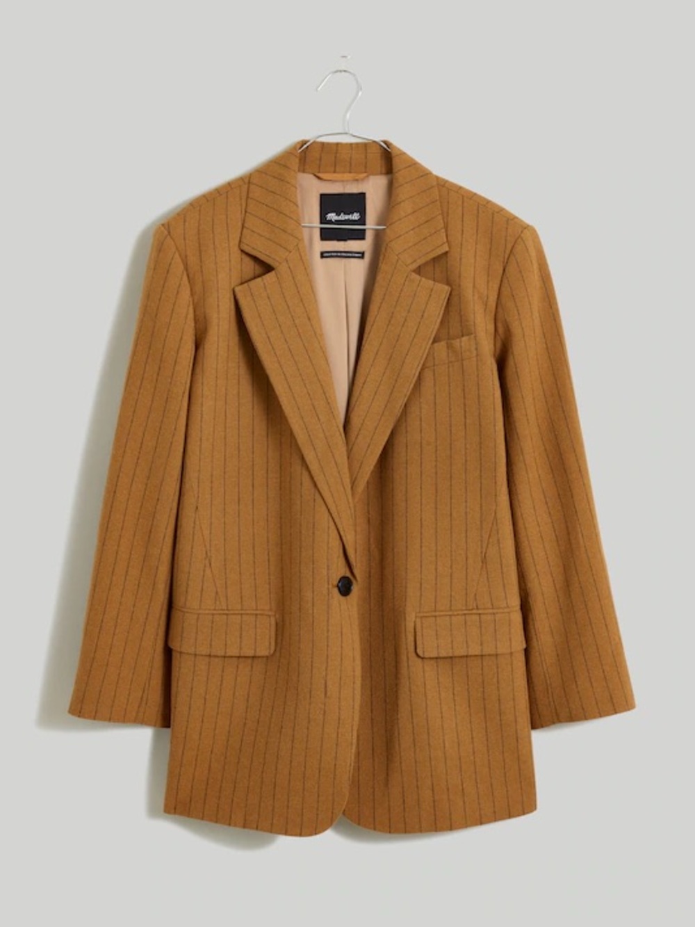 Madewell Camel Pinstripe Single-Button oversized Blazer